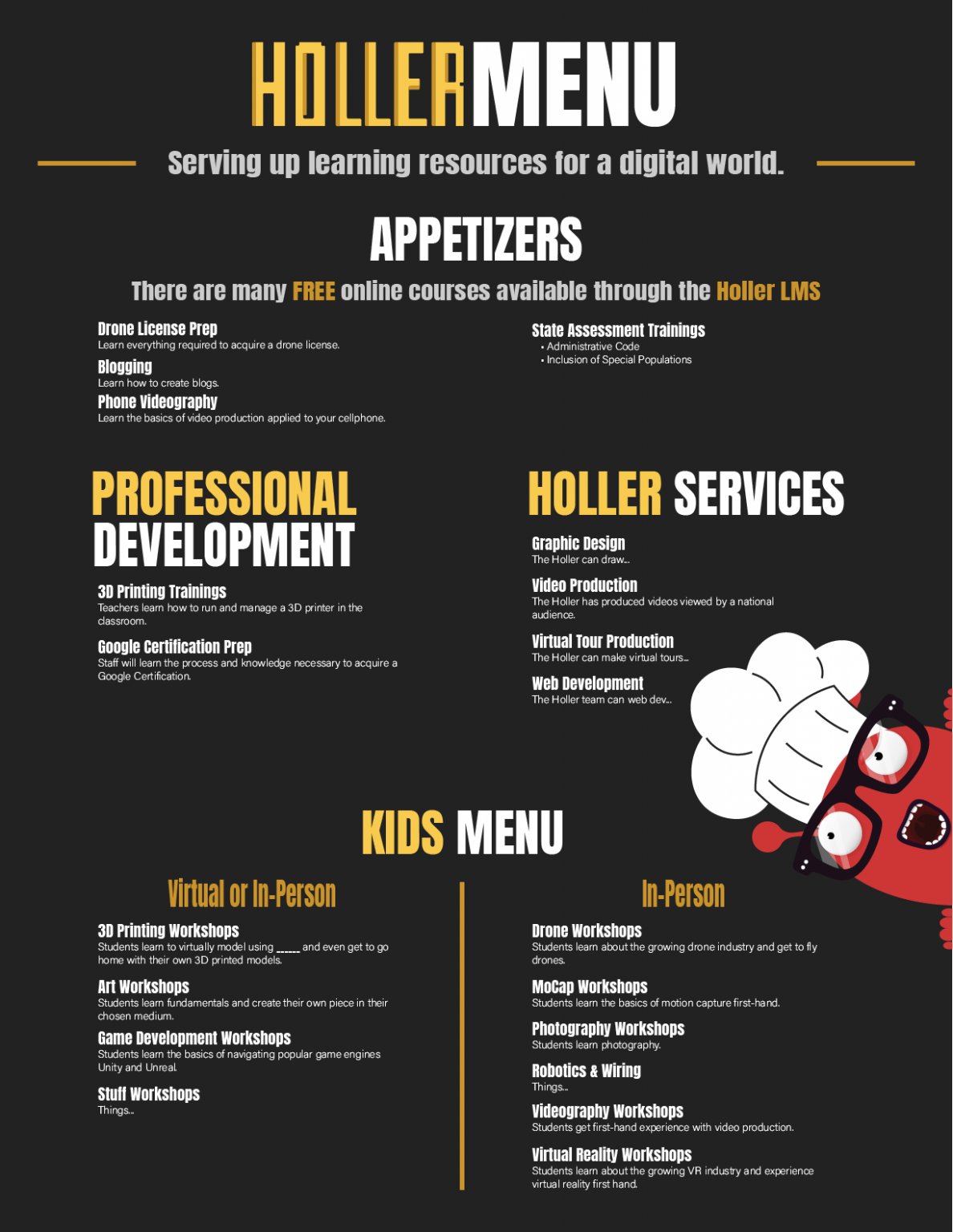 Holler Menu The Holler